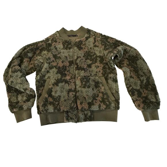 PrAna Women’s Reversible Green Camo Zip Up Bomber Jacket Size Large Gorpcore - Picture 1 of 8